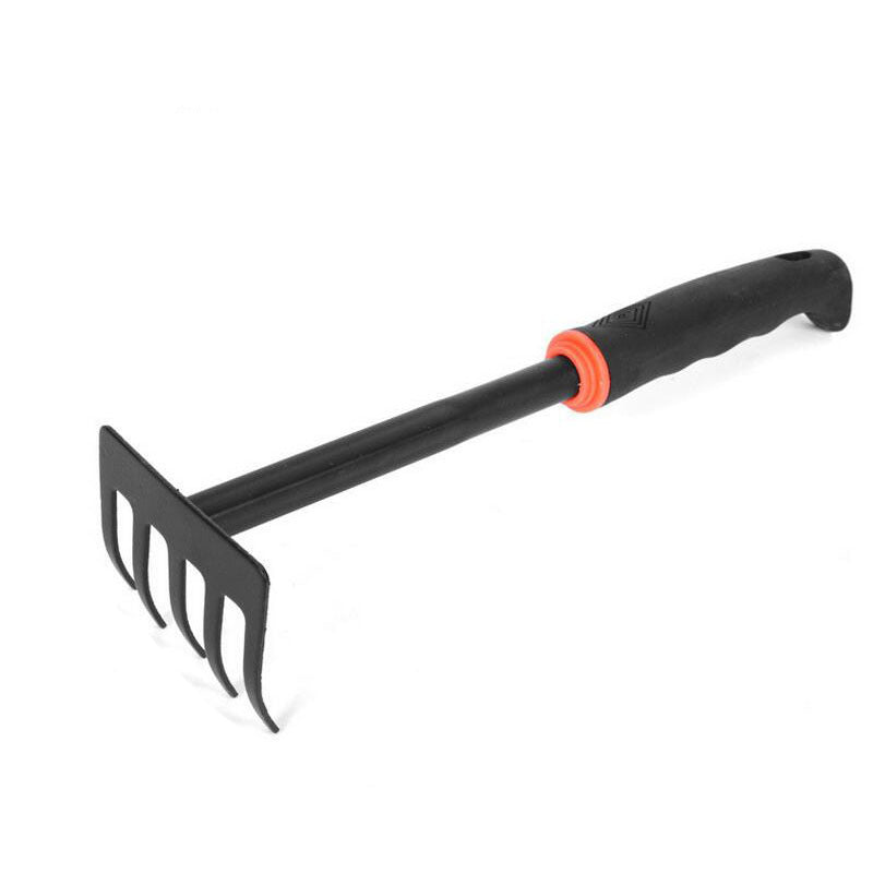 Black Rubber Handle Soil Rake