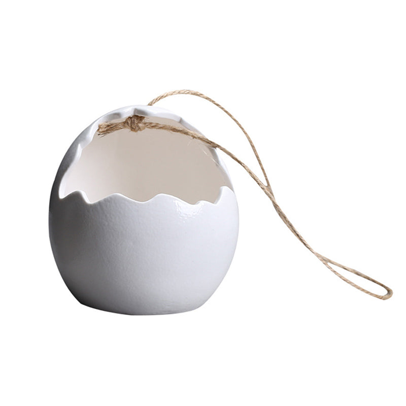 White Matte Snowflake Glaze Hanging Plant Pots Creative Indoor Planters