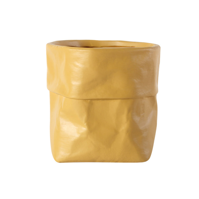 Yellow Paper Bag Plant Pots Indoor Flowerpots Planters