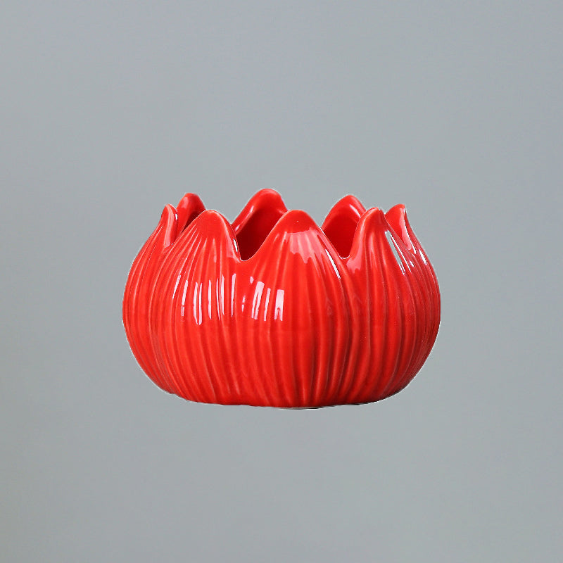 Red Lotus Plant Pots Indoor Mini Planters Creative Flowerpots