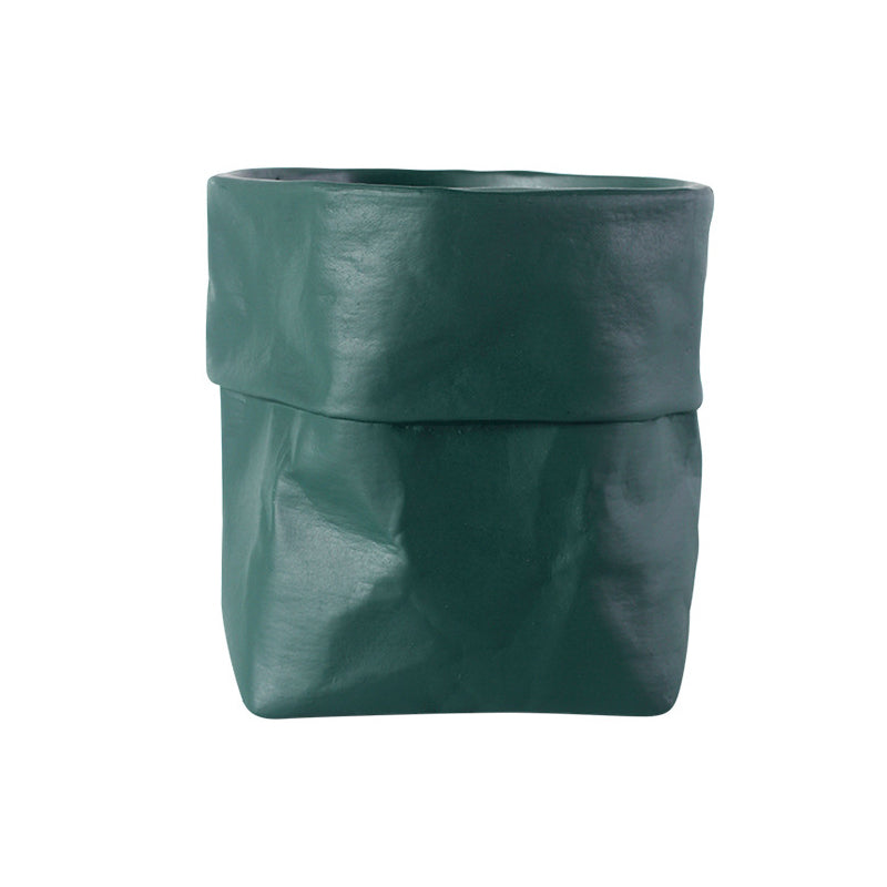 Dark Green Paper Bag Plant Pots Indoor Flowerpots Planters