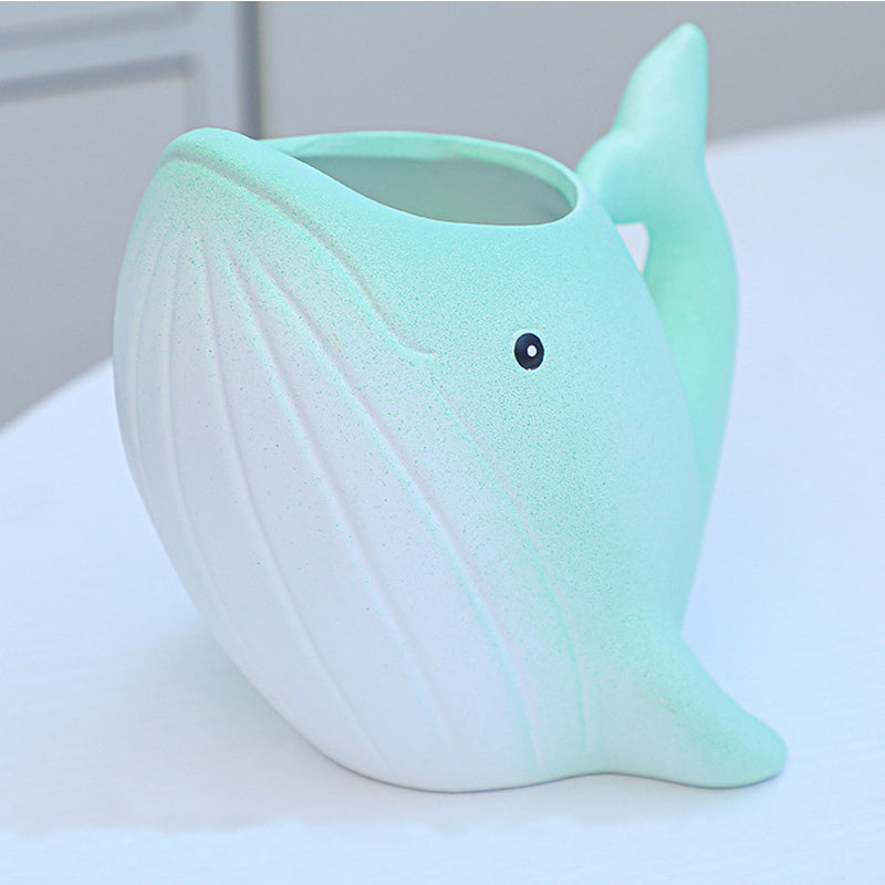 Lovely Cartoon Whale Ceramic Plant Pot Indoor Succulent Planter Creative Decor