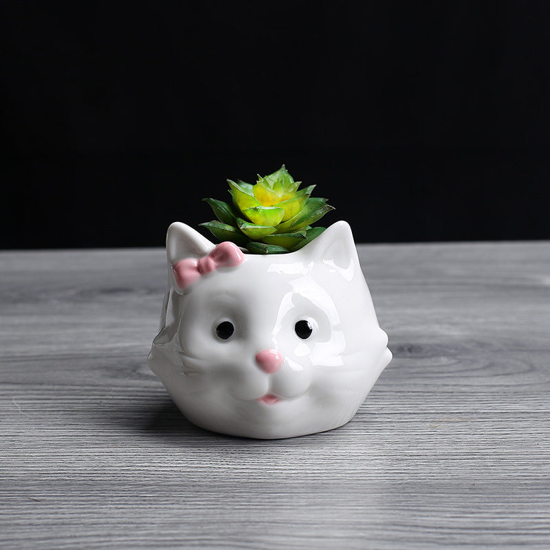 Kitten Head Plant Pot Cute Mini Indoor Planter Creative Decor