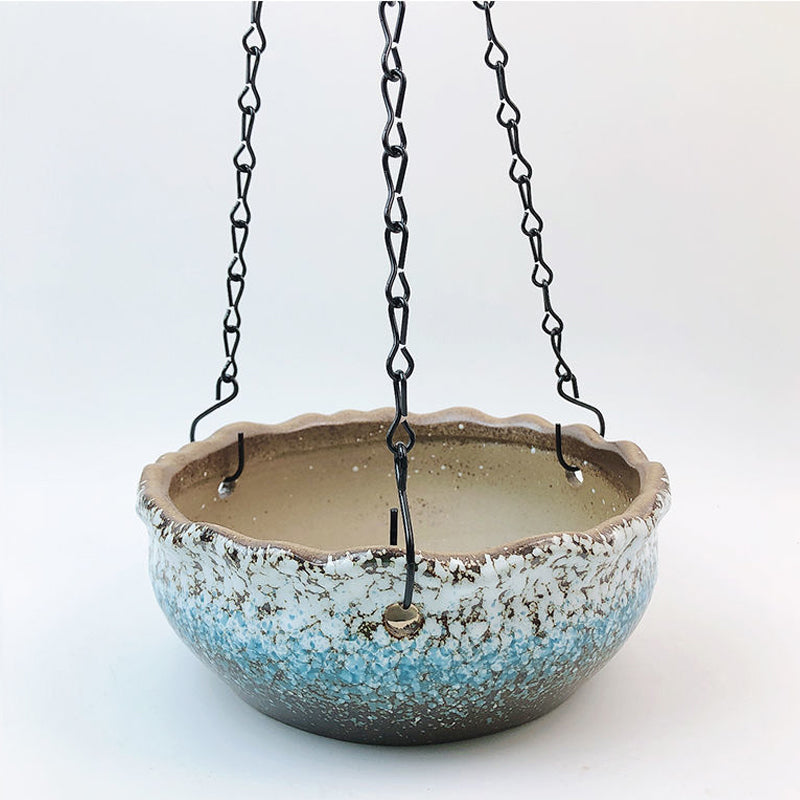 Blue White Hanging Glazed Pot Wave