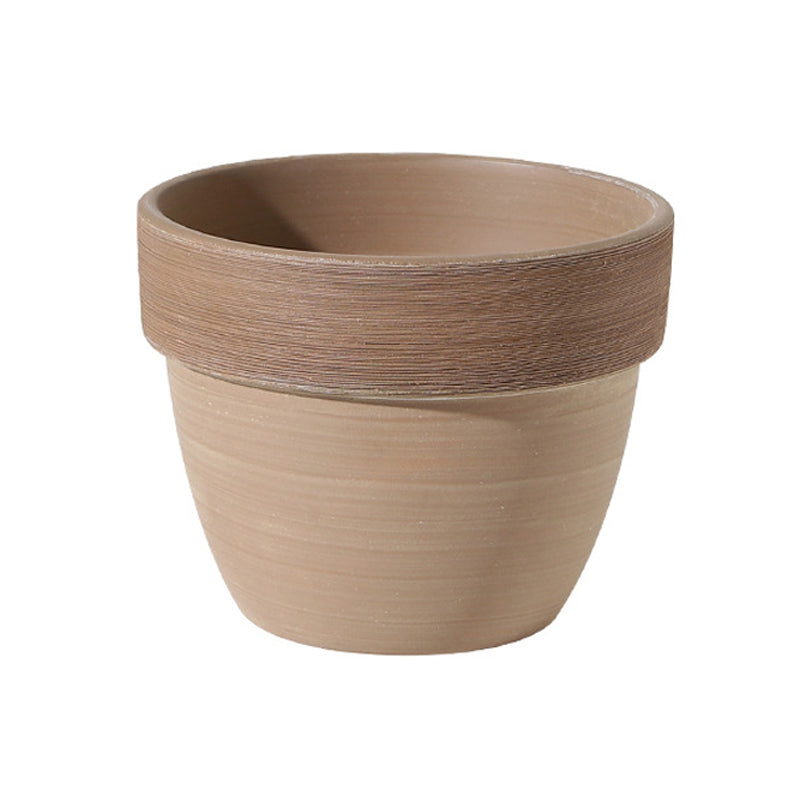 Mocha Terracotta Round Plant Pot Wide-brimmed Brushed Flowerpot