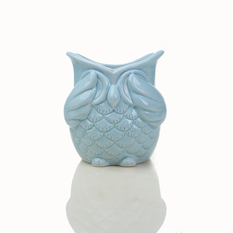 Mini Blue Owl Plant Pot Lovely Indoor Succulent Planter , Model 2