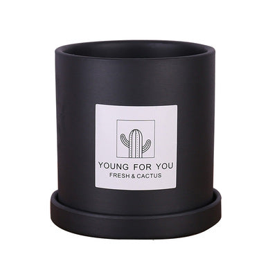 Black Cylinder Plant Pots with Sticker