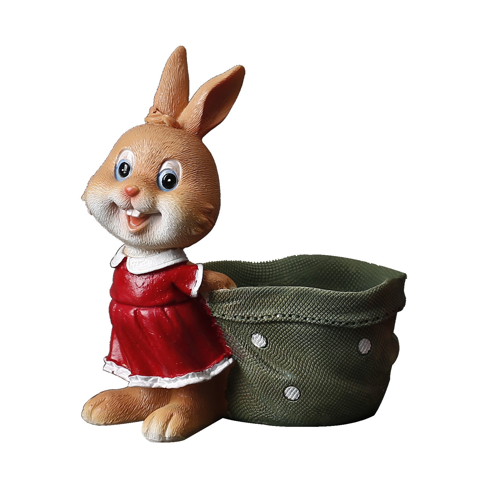 Red Clothes Bunny With Bag Mini Resin Plant Pot Indoor Planter Creative Decor