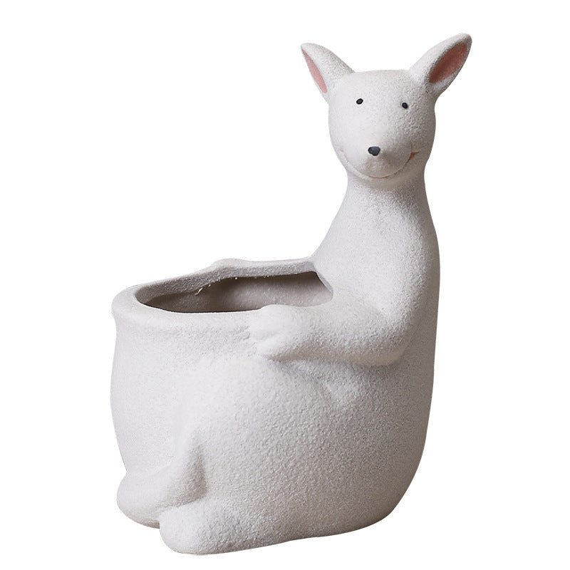 White Kangaroo Plant Pot Lovely Succulent Planter Home Office Decor