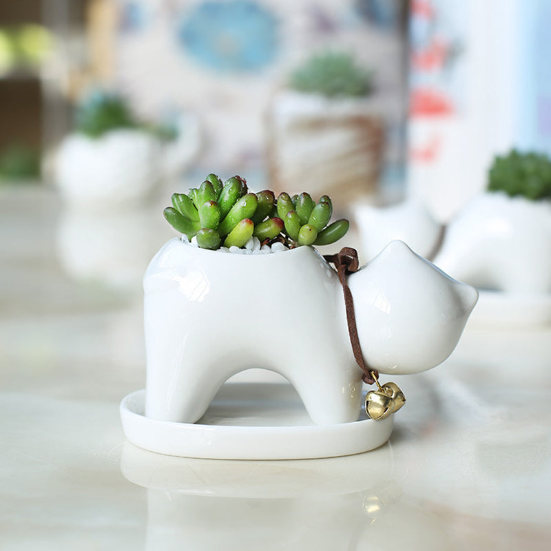 Lovely Stretching Kitten Plant Pot Indoor Succulent Planter, Model 1