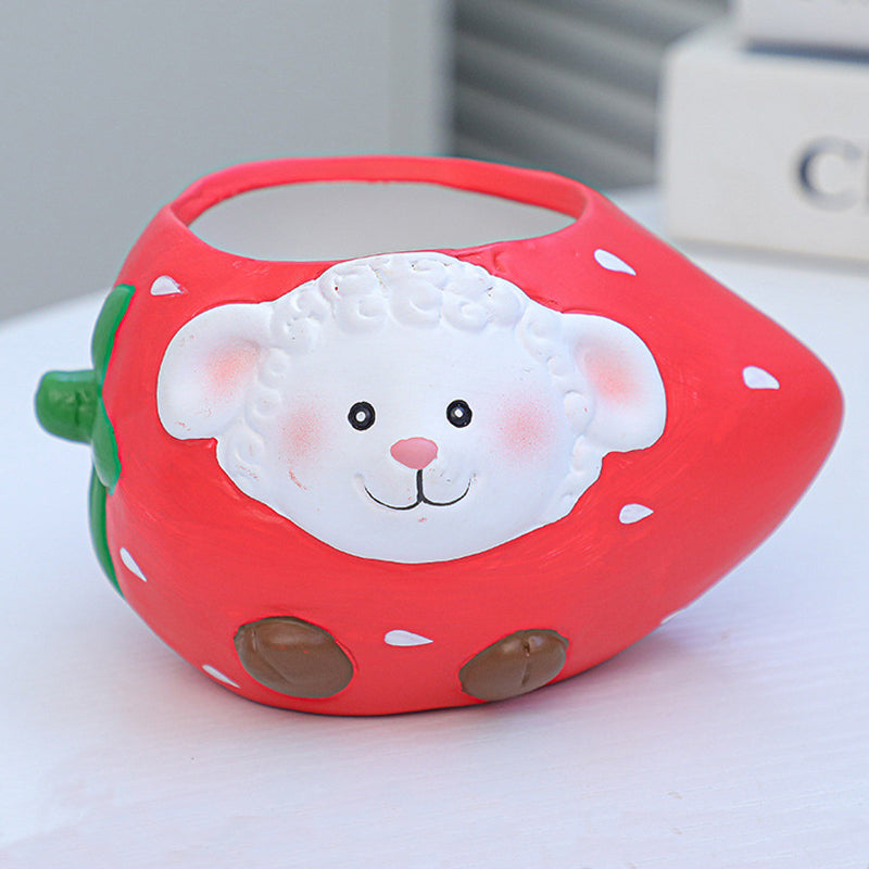 Super Cute Strawberry Sheep Plant Pot Creative Fruit Planter Succulent Flowerpot