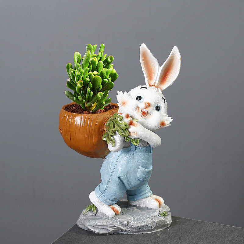 White Rabbit Back Radish Resin Plant Pots Lovely Creative Planters