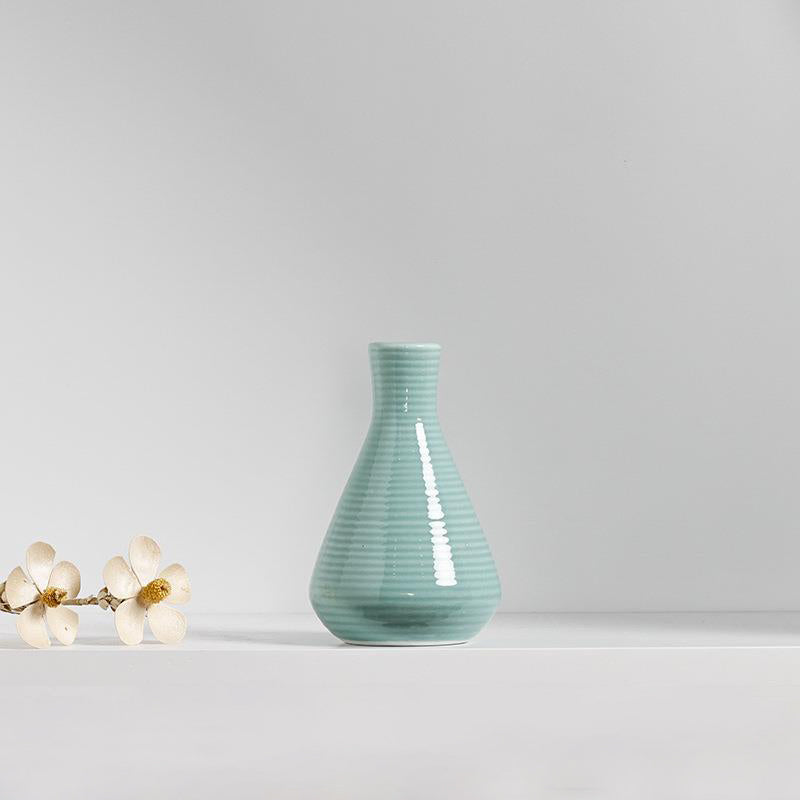 Blue Triangle Round Ceramic Vase Living Room, Office, Bedroom Decor