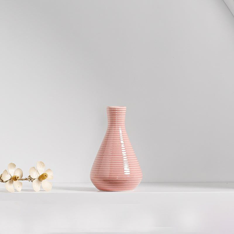 Pink Triangle Round Ceramic Vase Living Room, Office, Bedroom Decor