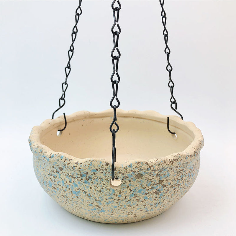 Ochre Hanging Glazed Pot Wave