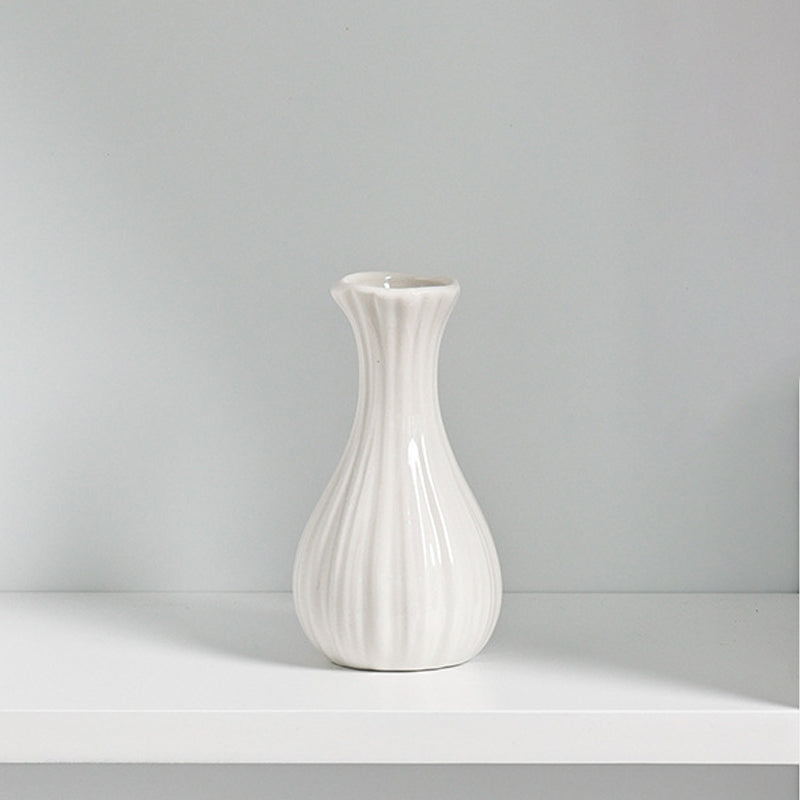 White Mini Ceramic Vase Home Decor Flower Arrangement