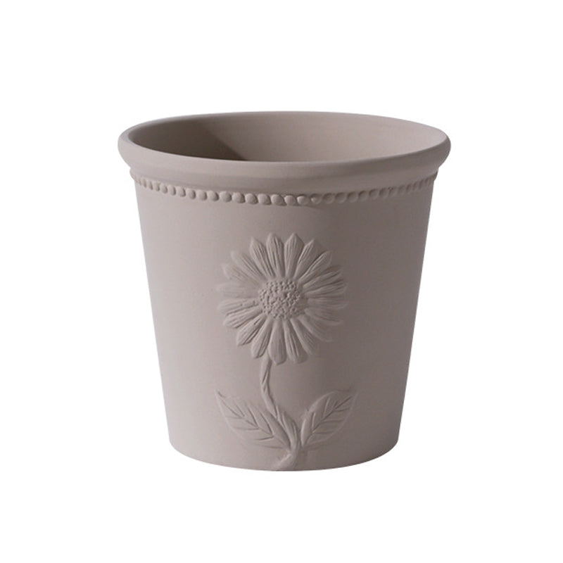 Mocha Sunflowers Relief Terracotta Plant Pot Flowerpot