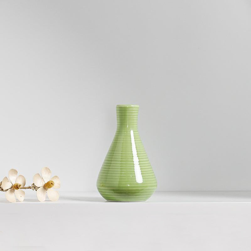 Green Triangle Round Ceramic Vase Living Room, Office, Bedroom Decor