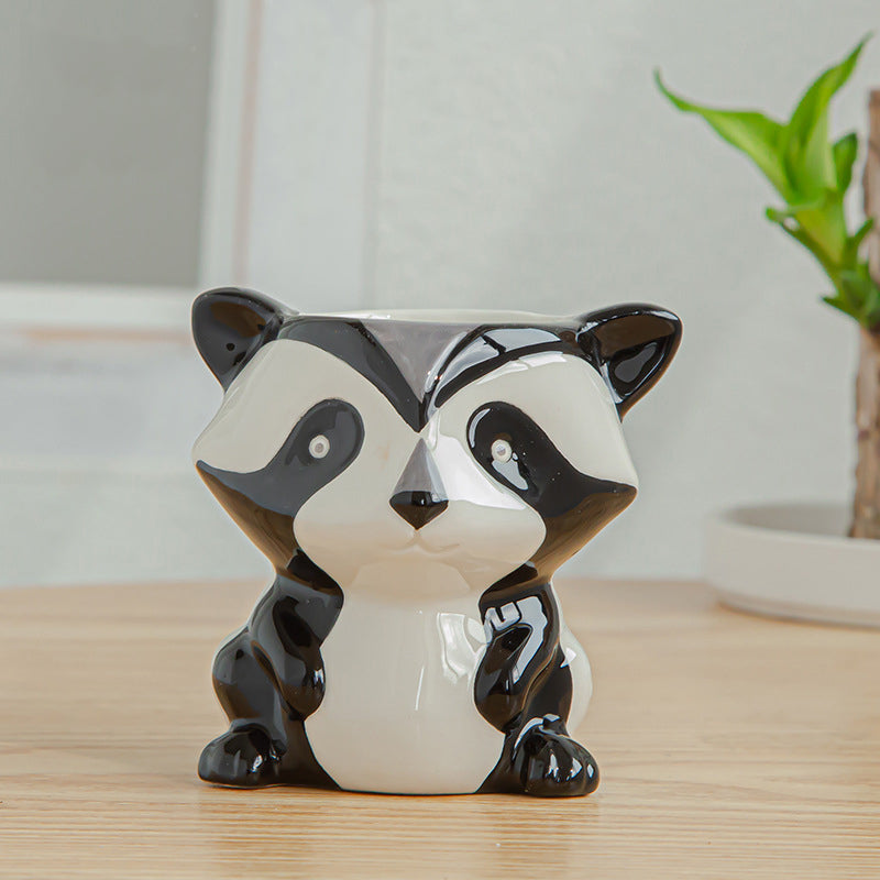 Civet Kitten Ceramic Plant Pot Lovely Mini Ornament Indoor Planter Home Decor Gifts