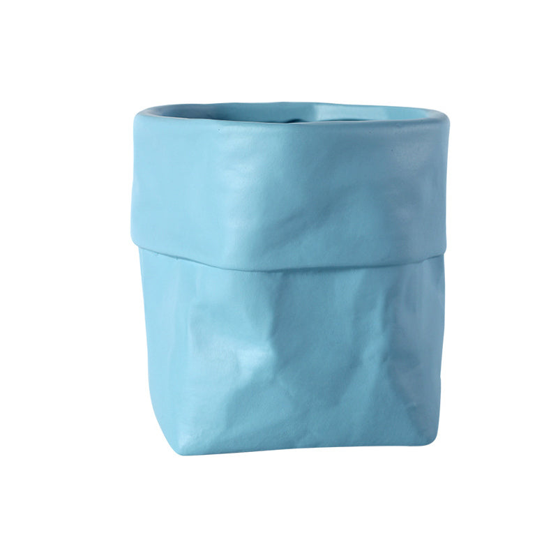 Lake Blue Paper Bag Plant Pots Indoor Flowerpots Planters