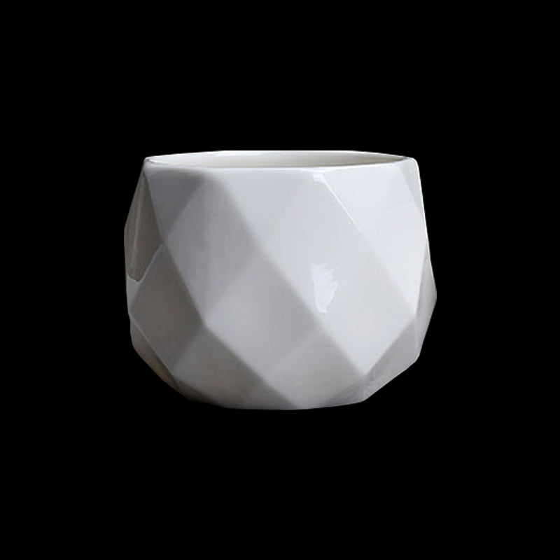 White Polyhedron Plant Pot Modern Creative Planter Home Office Decor