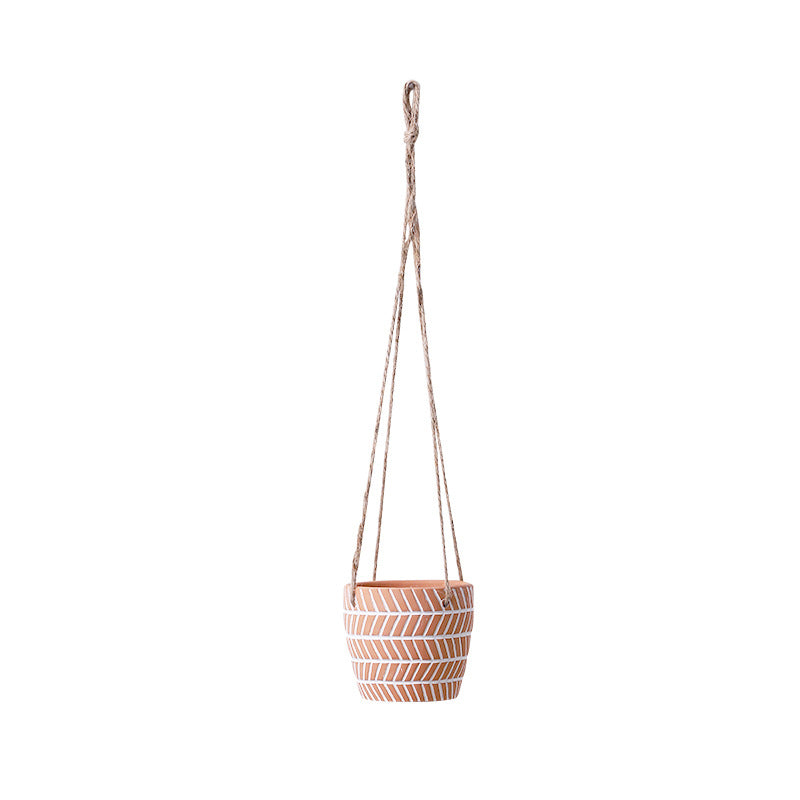 Hanging Terracotta Oblique Texture Plant Pot Flowerpot