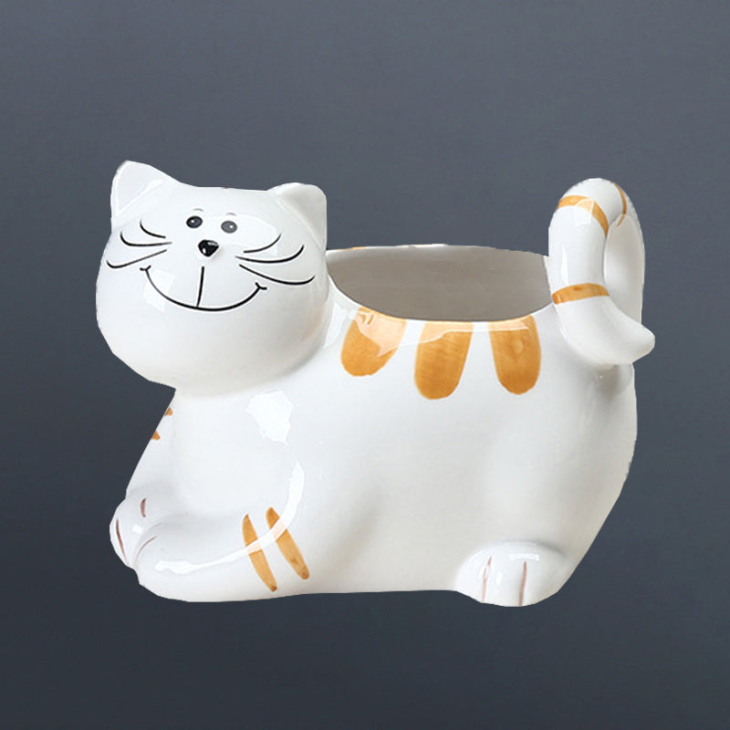 Hand-Painted Kitten Plant Pot Creative Animal Planter, Model 3