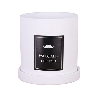 White Cylinder Plant Pots with Sticker