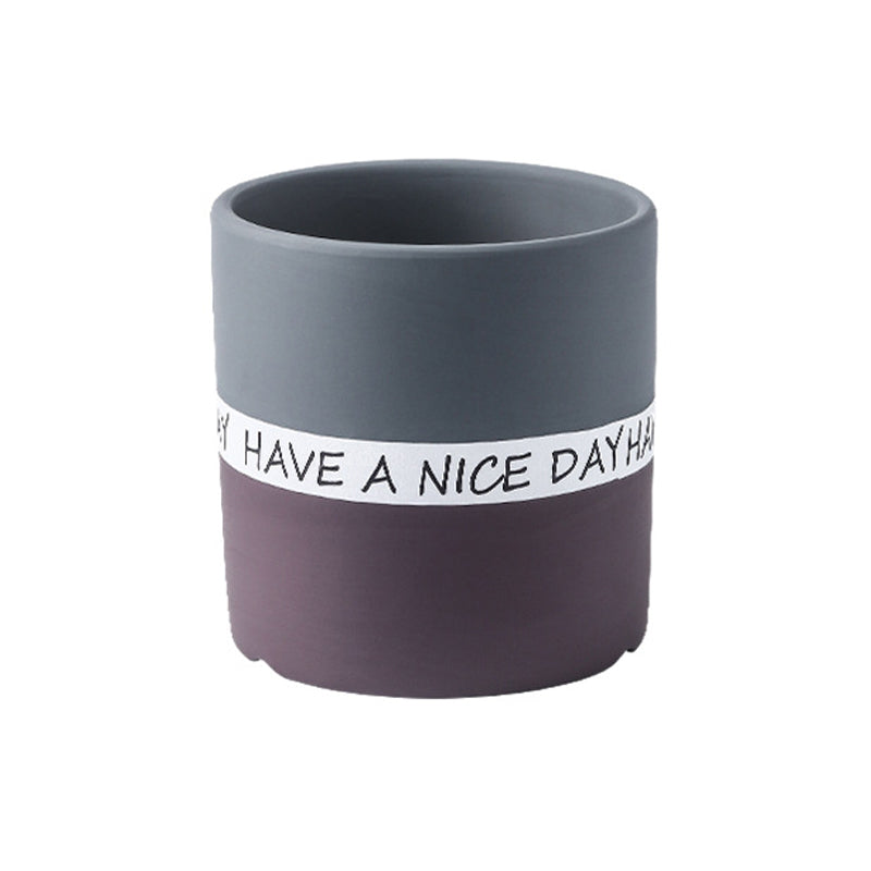 Dark Grey + Dark Purple Cylinder Plant Pots with Saucer