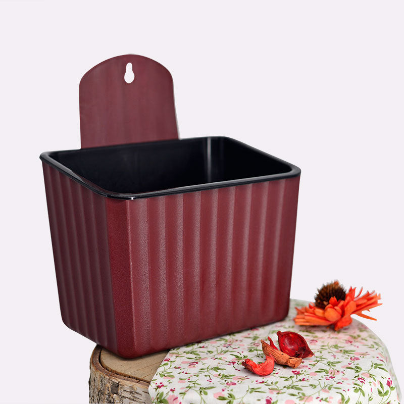 Brown Rectangular Plastic Wall Planters Hanging Basket