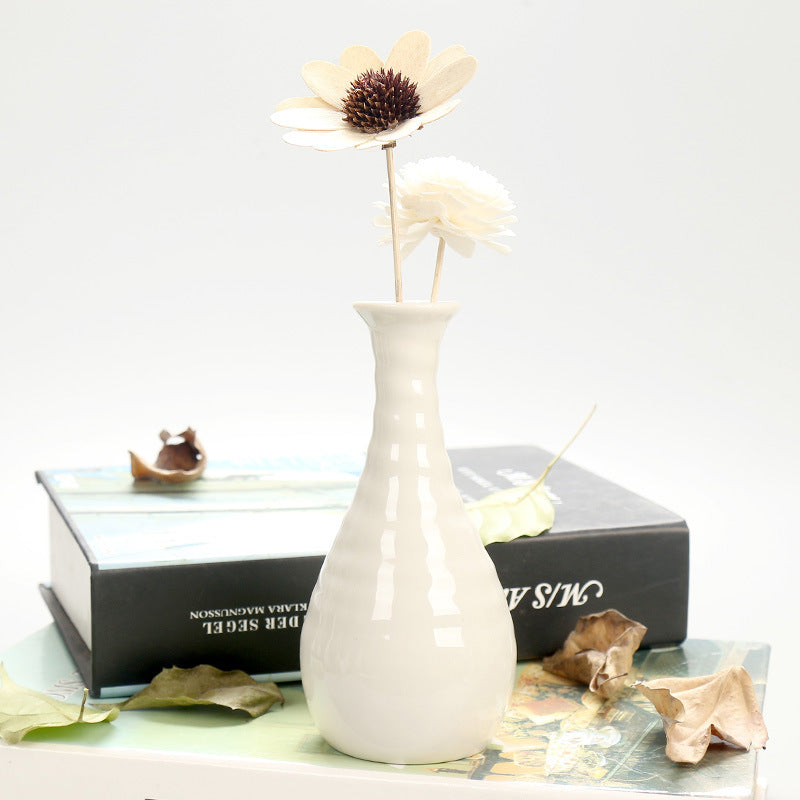 White Decorative Ceramic Vase Home Decor Flower Arrangement