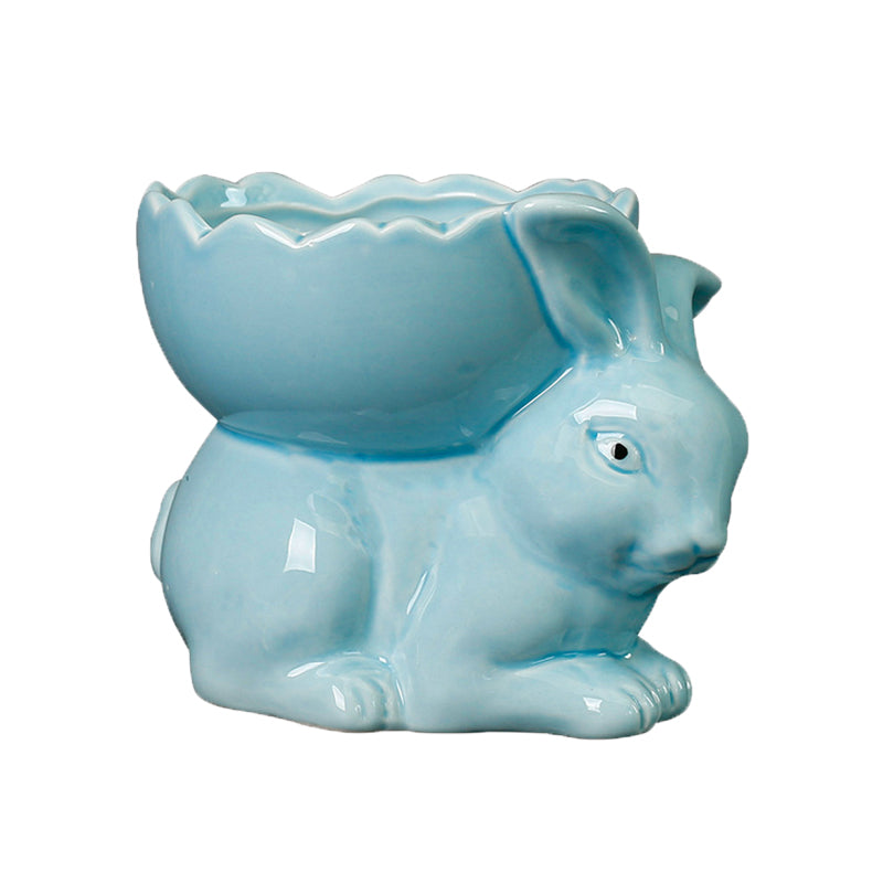 Blue Bunny Back Egg Plant Pot Lovely Creative Succulent Planter Home Decor