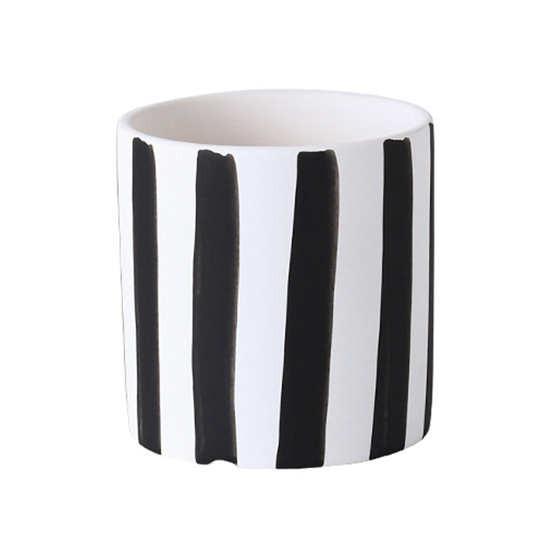 Black Vertical Lines Cylinder Plant Pots Indoor Flowerpots Planters