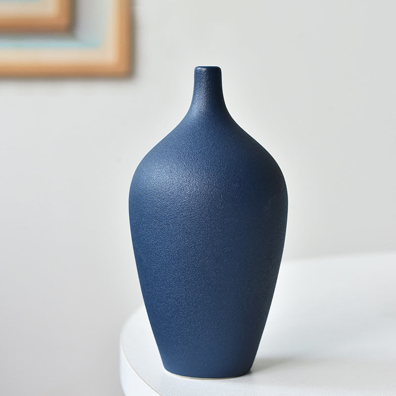 Dark Blue Ceramic Creative Vase Modern Indoor Flower Vase Home Decor