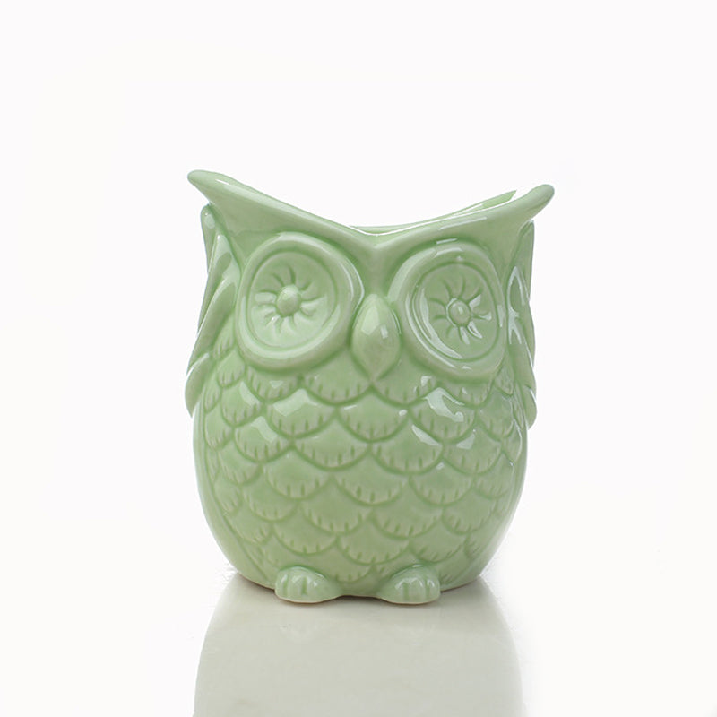 Mini Green Owl Plant Pot Lovely Indoor Succulent Planter , Model 1