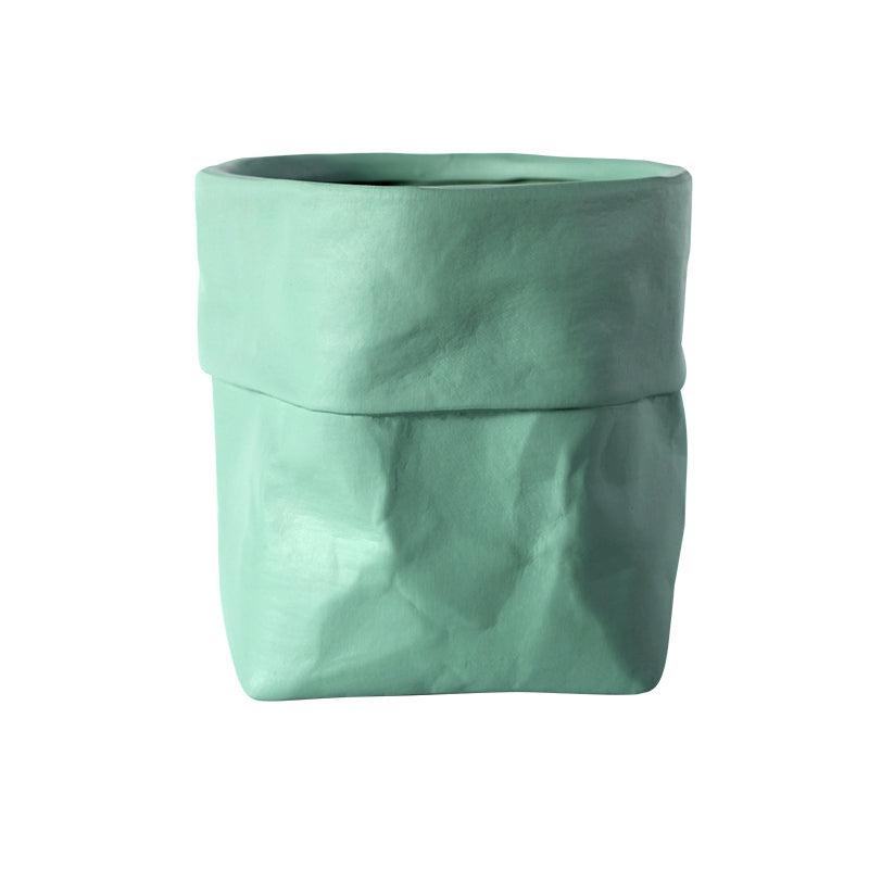 Green Paper Bag Plant Pots Indoor Flowerpots Planters