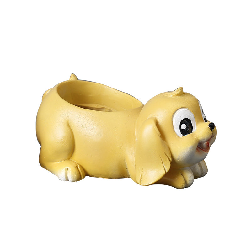 Resin Yellow Puppy Plant Pots Creative Mini Animal Planters Indoor Flowerpots