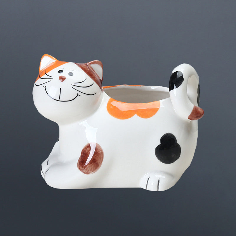 Hand-Painted Kitten Plant Pot Creative Animal Planter, Model 2