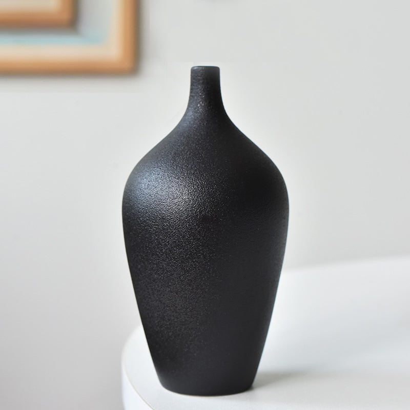 Black Ceramic Creative Vase Modern Indoor Flower Vase Home Decor