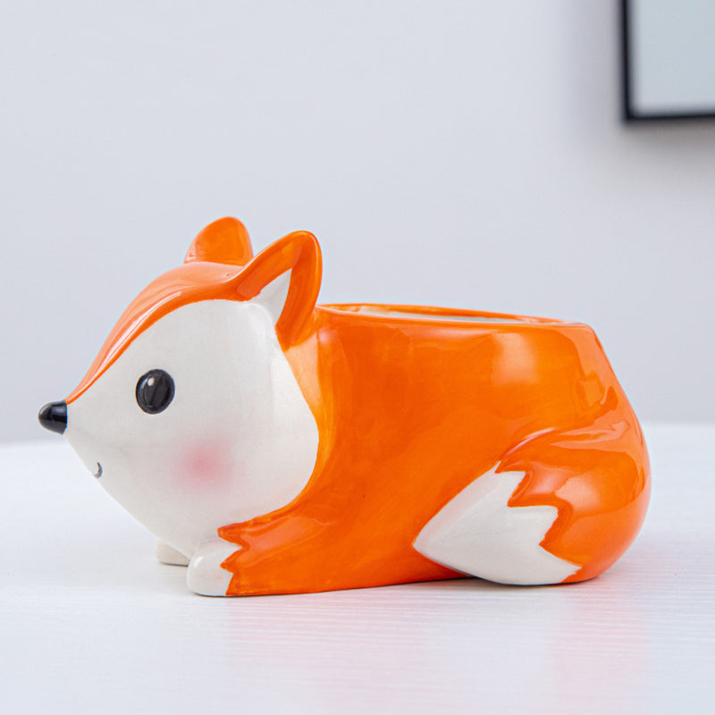 Lovely Fox Plant Pot Indoor Animal Planter Mini Decorative Flowerpot