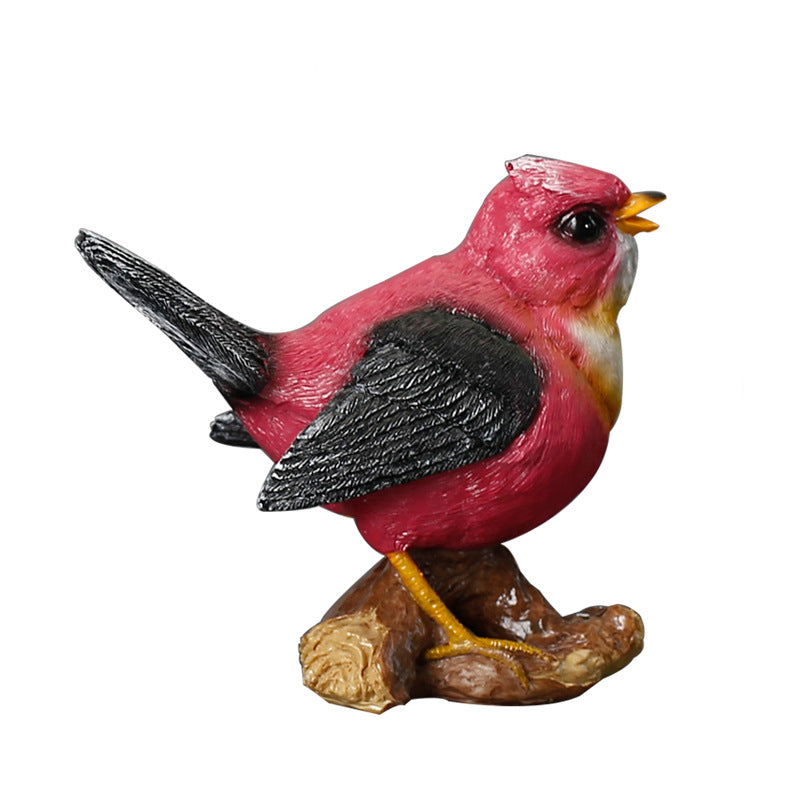 Pink Resin Bird Ornament Garden Courtyard Home Statue Micro Landscape Ornament