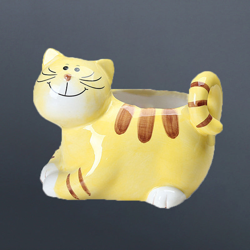 Hand-Painted Kitten Plant Pot Creative Animal Planter, Model 1