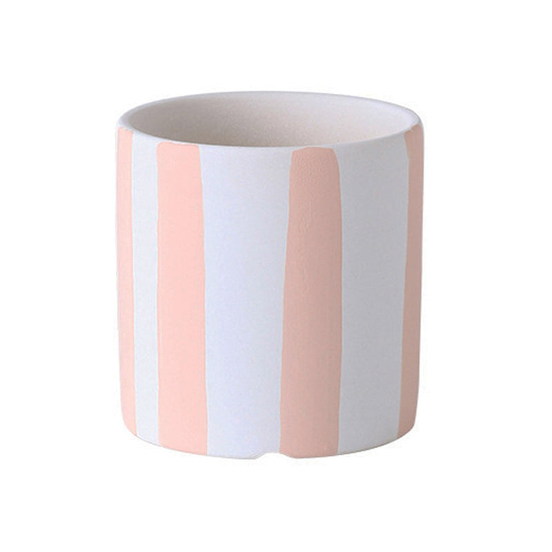 Pink Vertical Lines Cylinder Plant Pots Indoor Flowerpots Planters