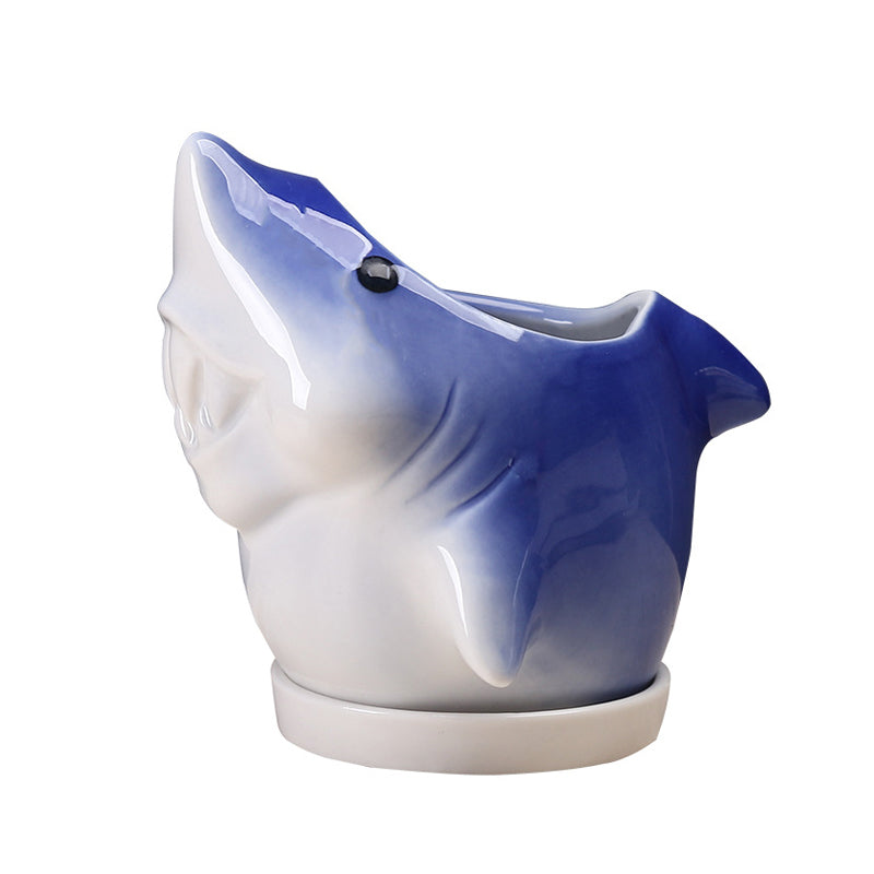 Dark Blue Dolphin With Tray Creative Animal Indoor Planter, Model 2