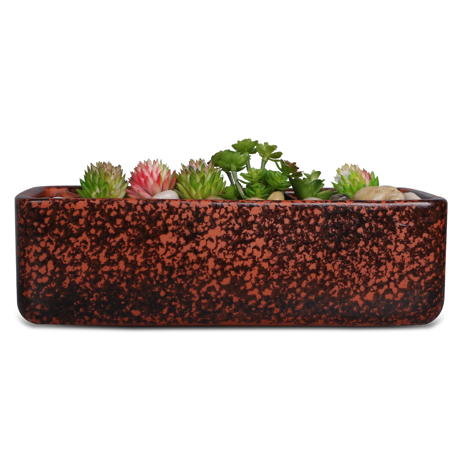 Black Glazed Terracotta Rectangular Plant Pots Flowerpots