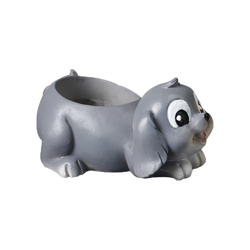 Resin Grey Puppy Plant Pots Creative Mini Animal Planters Indoor Flowerpots