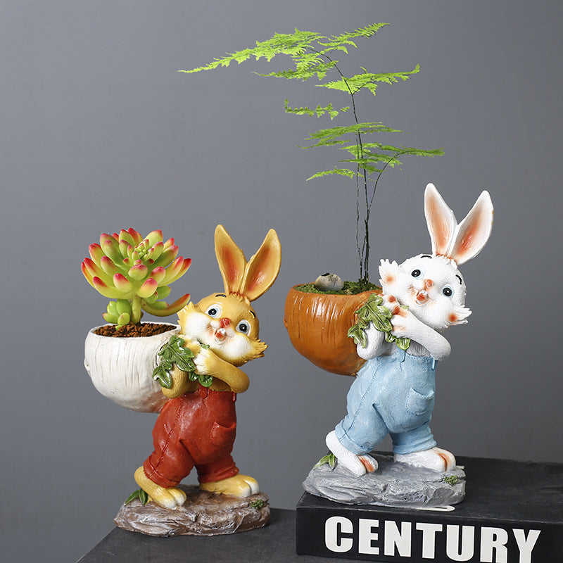 Yellow Rabbit Back Radish Resin Plant Pots Lovely Creative Planters