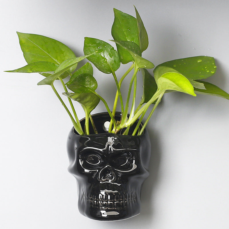 Black Skull Wall Planters Modern Creative Hanging Planters Home Decor