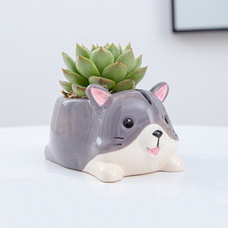 Lovely Groundhog Plant Pot Indoor Animal Planter Mini Decorative Flowerpot