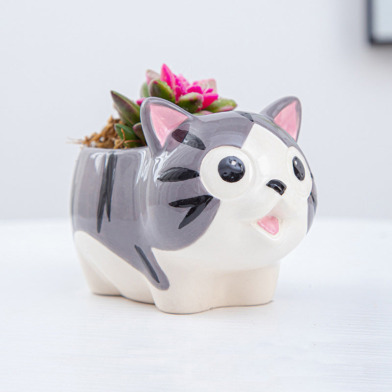 Lovely Kitten Plant Pot Indoor Animal Planter Mini Decorative Flowerpot